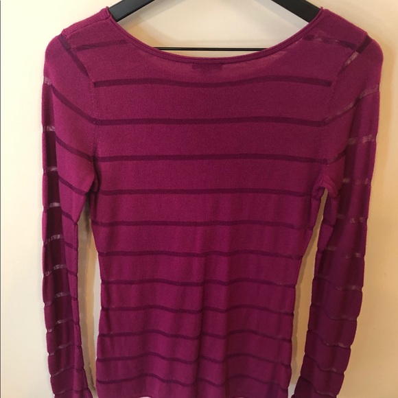 Express Long Sleeve Sheer Strip Shirt - Picture 2 of 6